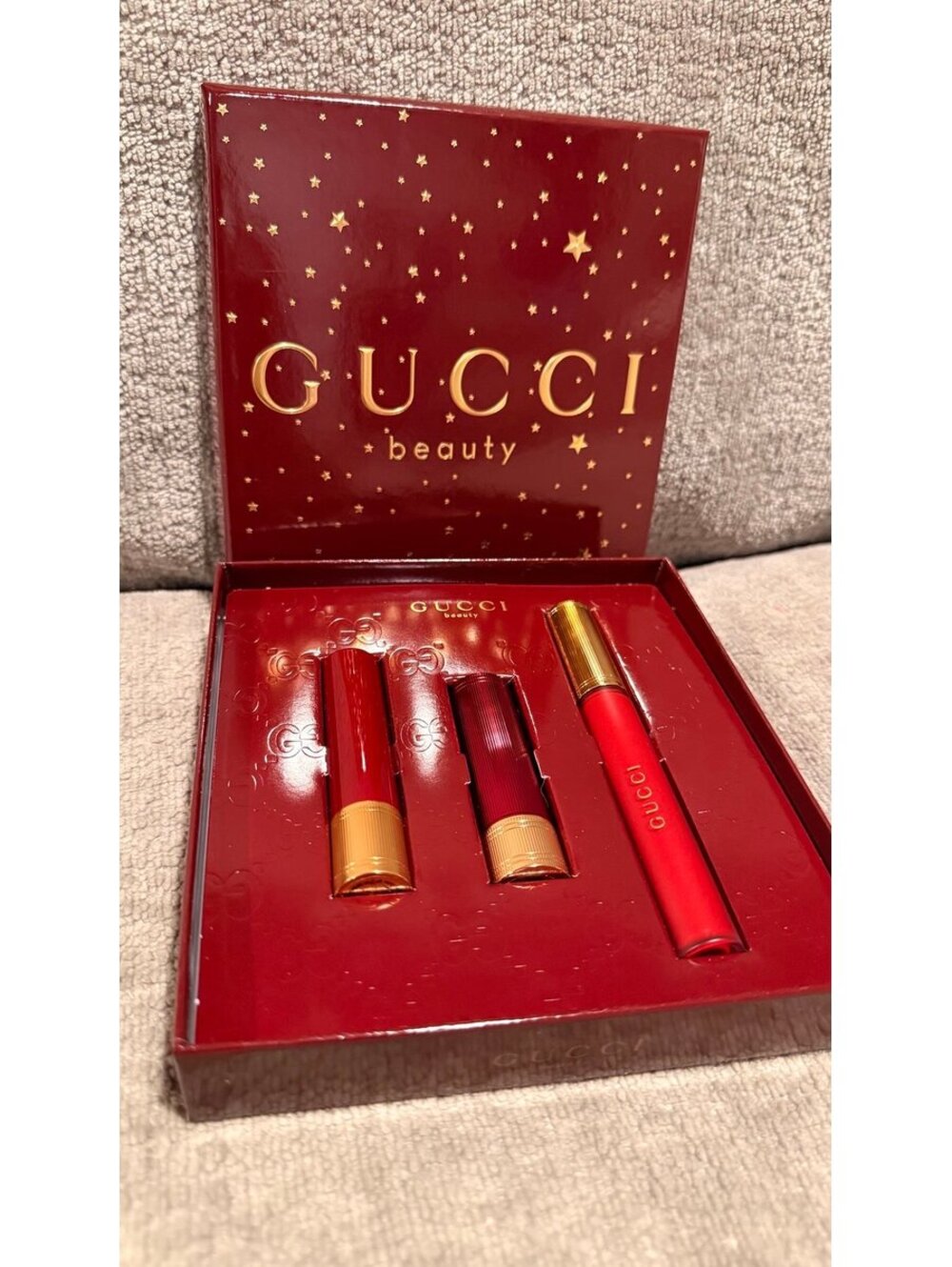 509 Gucci Rosso Ancora lipstick trio gift set